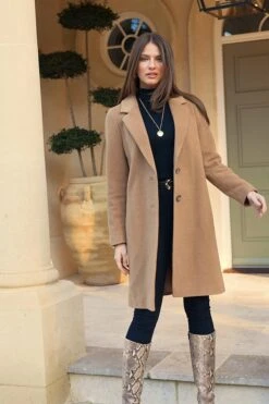 Camel Wool Mix Coat With Button Detail 17 Camel Wool Mix Coat With Button Detail -Sosandar Fashion Store e4c91d16c971224fa3ef8c7c8b6675c147c1584c 1
