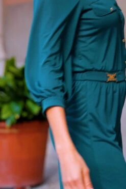 Emerald Green Slinky Pocket Detail Jumpsuit -Sosandar Fashion Store e71756f4d785cad5afd8f4de9f016aef41a8eb3f