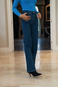 Indigo Blue Wide Leg Jeans -Sosandar Fashion Store ea62ff732319ae45f596aabac7a7048fc23dcbaf 1