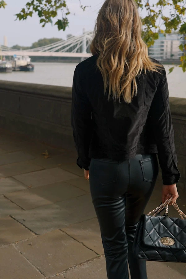 Black Velvet Round Neck Pocket Front Jacket 8 Black Velvet Round Neck Pocket Front Jacket - Image 6