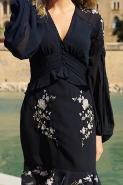 Black Embroidered Floral Detail Ruffle Hem Dress 13 Black Embroidered Floral Detail Ruffle Hem Dress -Sosandar Fashion Store f4afccf377e902fa9b29e0277a7780bd8fd75fda