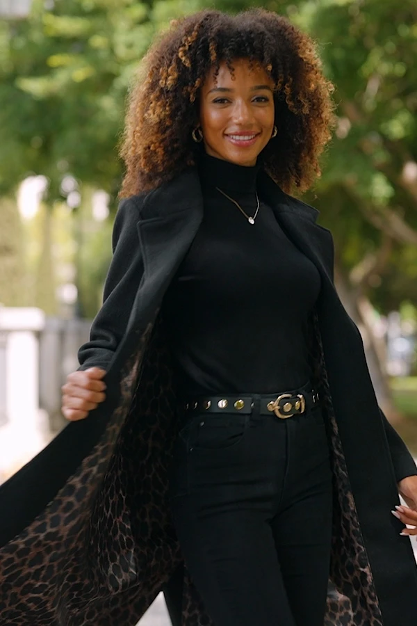 Black Premium Longline Wool Mix Coat With Leopard Print Lining 11 Black Premium Longline Wool Mix Coat With Leopard Print Lining - Image 10