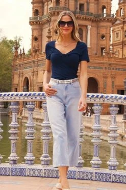 Light Wash Denim Culotte Jeans -Sosandar Fashion Store f822ab9a3e429607ded647cf35827de63d0e8060