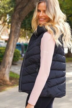 Dare 2B Black Quilted Ski Gilet With Hood -Sosandar Fashion Store f85ca7067959f8b9a5e40e966e33b6eaa5d0f882