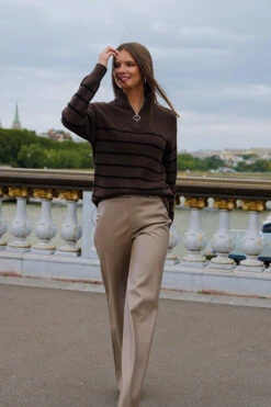 Mocha & Black Stripe Half Zip Jumper 13 Mocha & Black Stripe Half Zip Jumper -Sosandar Fashion Store ff05a5907bad0727f2825db6cf2dfee39aafff29