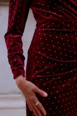 Rich Ruby Velvet Sparkling Embellished Dress 11 Rich Ruby Velvet Sparkling Embellished Dress -Sosandar Fashion Store ffbcbb51ccc2e11bb6a72e0d4f5d3ec24a1ebcbc