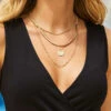 Gold Plated Layered Hammered Pendant Necklace -Sosandar Fashion Store layered necklace 2