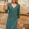 Black & Mint Green Heart Print Ruffle Hem Shift Dress -Sosandar Fashion Store microsoftteams image 4