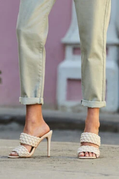 Valentina Ecru Leather Woven Double Strap Square Toe Mule 9 Valentina Ecru Leather Woven Double Strap Square Toe Mule -Sosandar Fashion Store mule 3