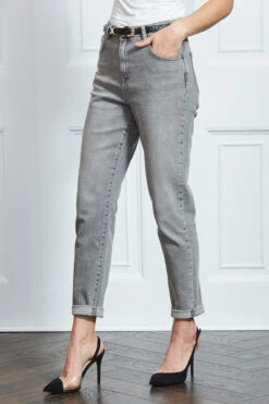 Mid Grey Slim Leg Mom Jeans -Sosandar Fashion Store s17 s20bd004gy0003 077