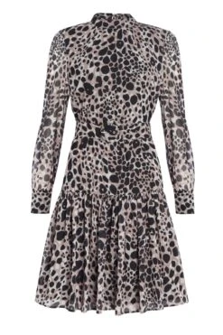 Leopard Print Belted Fit & Flare Ruffle Hem Dress -Sosandar Fashion Store s20dw035mi0001 correct
