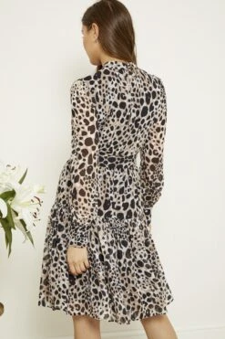 Leopard Print Belted Fit & Flare Ruffle Hem Dress -Sosandar Fashion Store s20dw035mi 7