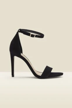 Nia Black Suede Barely There High Heel Sandal -Sosandar Fashion Store s20fe003bk0001 a