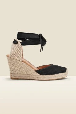 Perla Black Suede Valenciana Wedge Espadrille -Sosandar Fashion Store s20fp001bk0001 a