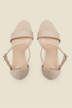 Nia Ecru Leather Barely There High Heel Sandal -Sosandar Fashion Store s21fe003nl0002 2