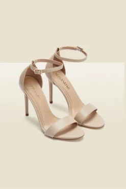 Nia Ecru Leather Barely There High Heel Sandal