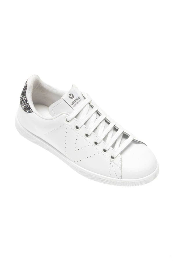 Victoria Cava Grey Glitter Back White Leather Trainers 3 Victoria Cava Grey Glitter Back White Leather Trainers