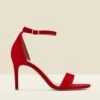 Nia Bright Red Suede Barely There High Heel Sandal 1 Nia Bright Red Suede Barely There High Heel Sandal -Sosandar Fashion Store s22fw028rd001 b