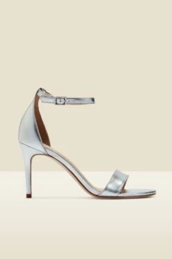 Nia Silver Leather Barely There High Heel Sandal