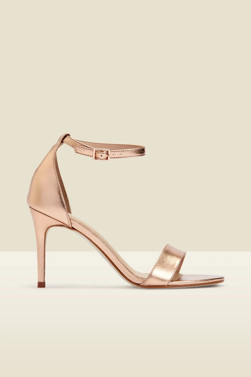 Nia Rose Gold Leather Barely There High Heel Sandal 3 Nia Rose Gold Leather Barely There High Heel Sandal