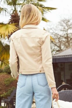 Ecru Denim Jacket With Gold Button Detail 15 Ecru Denim Jacket With Gold Button Detail -Sosandar Fashion Store s23 ss19or01eu s21bd004dm 103 2 1