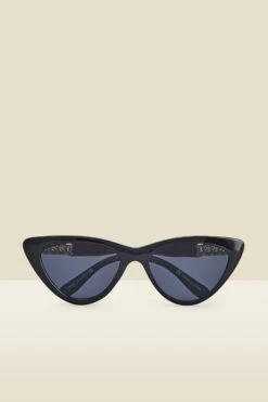 Black & Gold Chain Detail Cateye Sunglasses