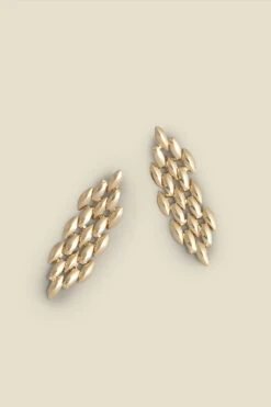 Gold Flat Chain Link Earrings -Sosandar Fashion Store s23ac025mc0003 a