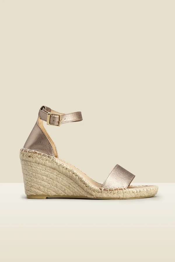 Poesy Gold Leather Wedged Espadrille 4 Poesy Gold Leather Wedged Espadrille - Image 2