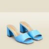 Fern Azure Blue Leather Block Heel Mules -Sosandar Fashion Store s23fw008be0029 a