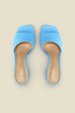 Fern Azure Blue Leather Block Heel Mules -Sosandar Fashion Store s23fw008be0029 c