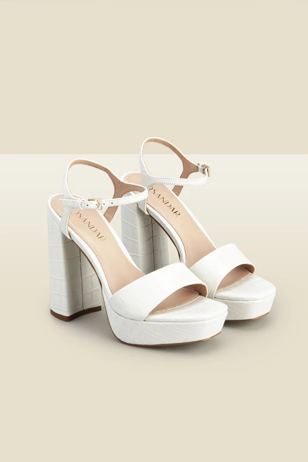 Arabella Ecru Croc Leather Platform With Block Heel 4 Arabella Ecru Croc Leather Platform With Block Heel - Image 2