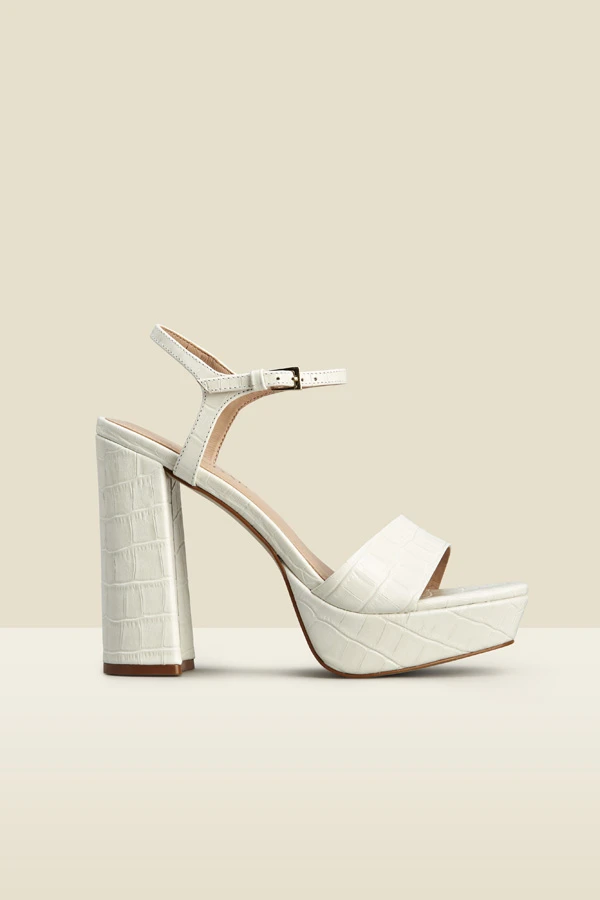 Arabella Ecru Croc Leather Platform With Block Heel 3 Arabella Ecru Croc Leather Platform With Block Heel