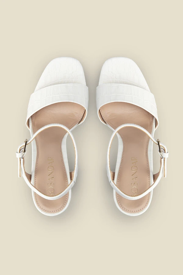 Arabella Ecru Croc Leather Platform With Block Heel 5 Arabella Ecru Croc Leather Platform With Block Heel - Image 3