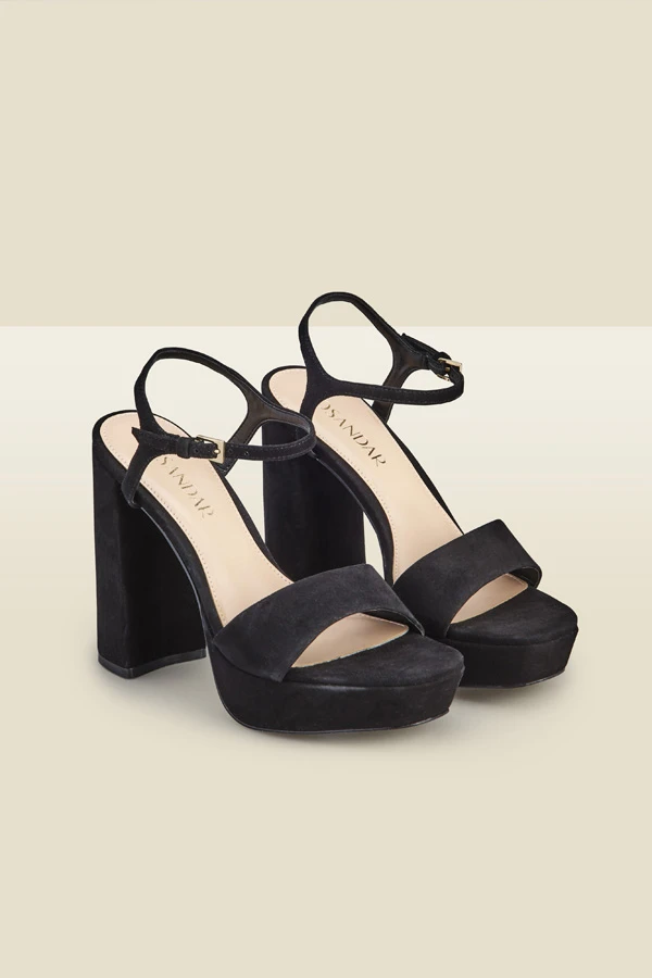 Arabella Black Suede Platform With Block Heel 4 Arabella Black Suede Platform With Block Heel - Image 2