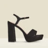 Arabella Black Suede Platform With Block Heel -Sosandar Fashion Store s23fw016bk0001 b