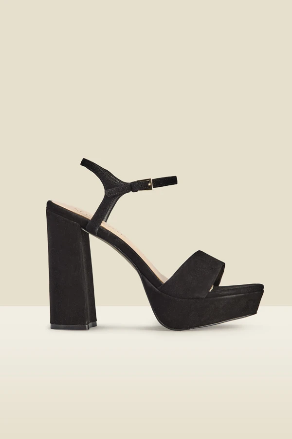 Arabella Black Suede Platform With Block Heel 3 Arabella Black Suede Platform With Block Heel