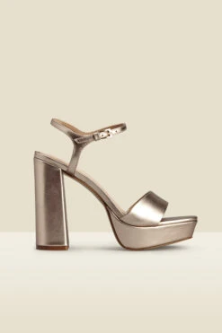Arabella Rose Gold Leather Platform With Block Heel