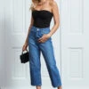 Mid Blue Denim Culotte Jeans -Sosandar Fashion Store s36 s21bd020 s21tw137 018 2
