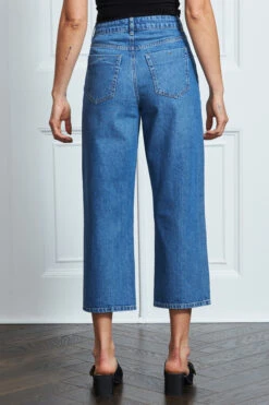 Mid Blue Denim Culotte Jeans -Sosandar Fashion Store s36 s21bd020 s21tw137 072 1