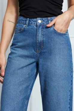 Mid Blue Denim Culotte Jeans -Sosandar Fashion Store s36 s21bd020 s21tw137 090 1