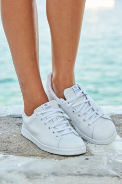 Victoria Cava White Glitter Back White Leather Trainers