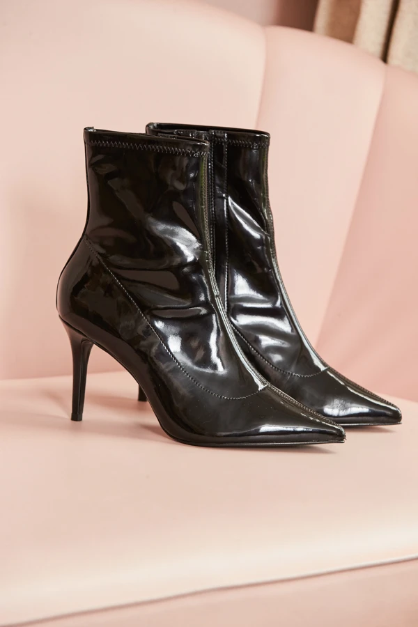 Ava Black Patent Sock Boot 3 Ava Black Patent Sock Boot