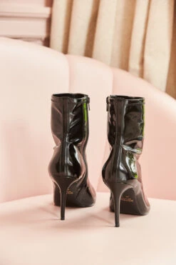 Ava Black Patent Sock Boot 11 Ava Black Patent Sock Boot -Sosandar Fashion Store shoes 029