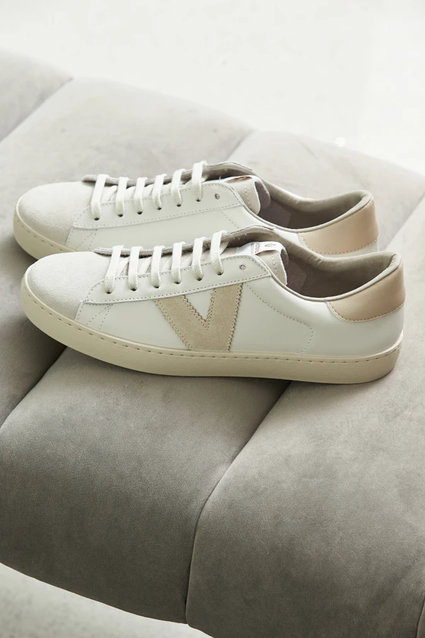 Victoria Natural V Detail Leather Trainers 4 Victoria Natural V Detail Leather Trainers - Image 2