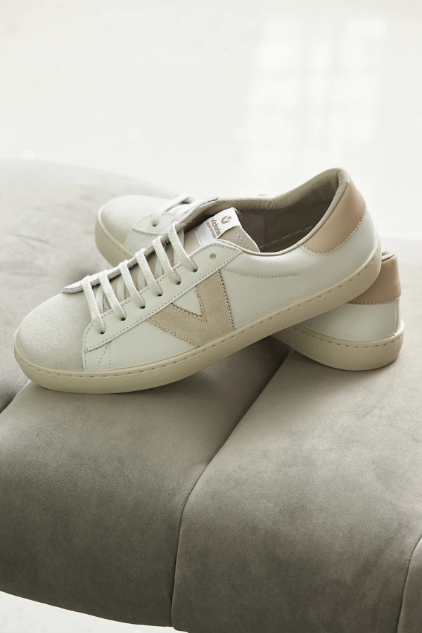 Victoria Natural V Detail Leather Trainers 3 Victoria Natural V Detail Leather Trainers
