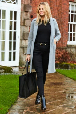 Black Patent Leather Shaped Heel Ankle Boot -Sosandar Fashion Store shot 14 s20ow022gy002 s20tk010bk0001 062 1