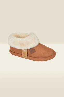 Cognac Faux Fur Lined Bootie Slippers