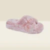 Pink Cross Strap Faux Fur Mule Slippers -Sosandar Fashion Store slippers web 6