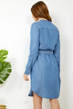 Blue Chambray Denim Belted Dress 11 Blue Chambray Denim Belted Dress -Sosandar Fashion Store ss20dd011 15