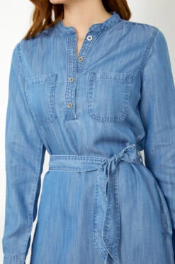 Blue Chambray Denim Belted Dress 12 Blue Chambray Denim Belted Dress -Sosandar Fashion Store ss20dd011 17